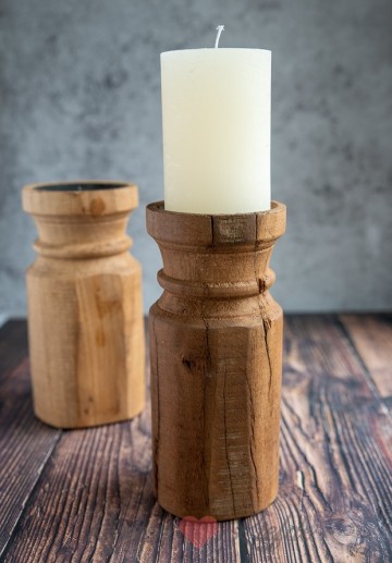 Stompkandelaar hout 3717