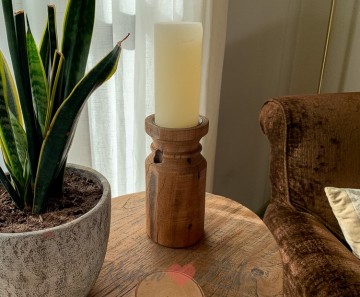 Stompkandelaar hout 6093