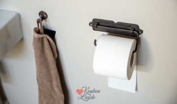 Wcrolhouder en haakje gietijzer bruin 6849